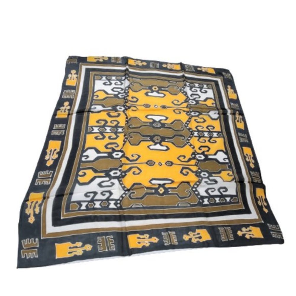 Mustard Yellow Handpainted Square Silk Scarf  - NEW